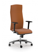 Poltrona girevole con schienale alto e braccioli - movimento sincronizzato - rivestimento Ecopelle o Poliestere ignifugo