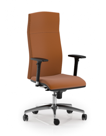 Poltrona girevole con schienale alto e braccioli - movimento sincronizzato - rivestimento Ecopelle o Poliestere ignifugo