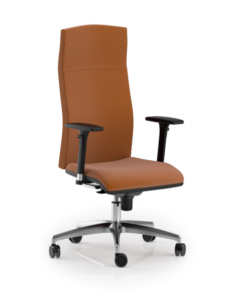 Poltrona girevole con schienale alto e braccioli - movimento sincronizzato - rivestimento Ecopelle o Poliestere ignifugo