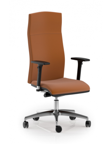 Poltrona girevole con schienale alto e braccioli - in Ecopelle o Poliestere ignifugo - Movimento sincronizzato con traslatore 