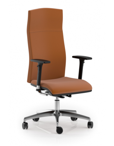 Poltrona girevole con schienale alto e braccioli - in Ecopelle o Poliestere ignifugo - Movimento sincronizzato autobalance 