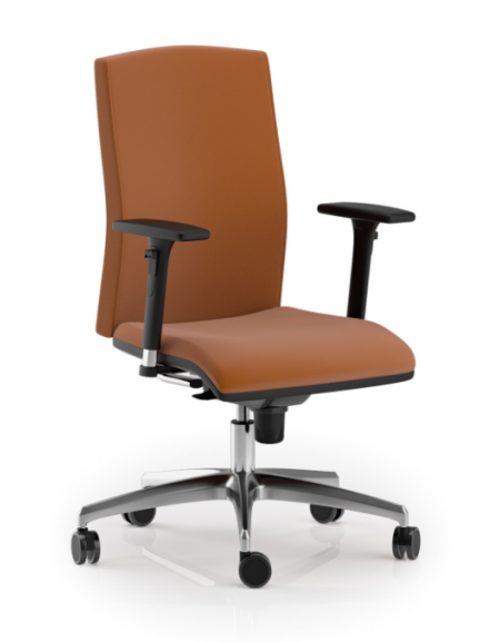 Poltrona girevole con schienale medio e braccioli - movimento sincronizzato - rivestimento Ecopelle o Poliestere ignifugo