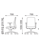 Poltrona girevole con schienale medio e braccioli - movimento sincronizzato - rivestimento Ecopelle o Poliestere ignifugo