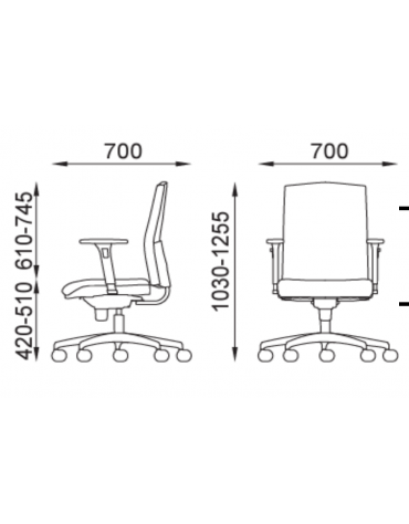 Poltrona girevole con schienale medio e braccioli - movimento sincronizzato - rivestimento Ecopelle o Poliestere ignifugo