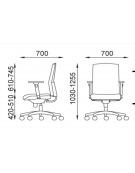 Poltrona girevole con schienale medio e braccioli - in Ecopelle o Poliestere ignifugo - Movimento sincronizzato autobalance