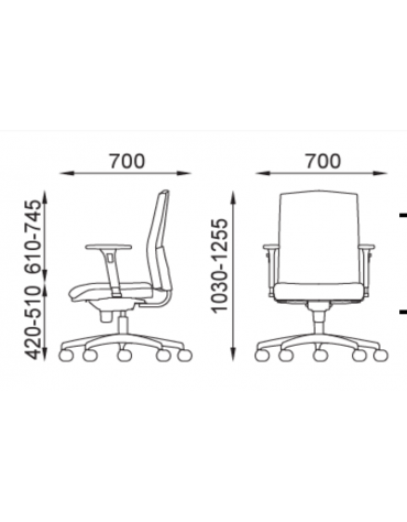 Poltrona girevole con schienale medio e braccioli - in Ecopelle o Poliestere ignifugo - Movimento sincronizzato autobalance