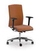 Poltrona girevole con schienale medio e braccioli - in Ecopelle o Poliestere ignifugo - Movimento sincronizzato autobalance