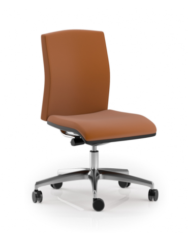 Poltrona ergonomica girevole con schienale basso - in Ecopelle o Poliestere ignifugo - Movimento sincronizzato con traslatore