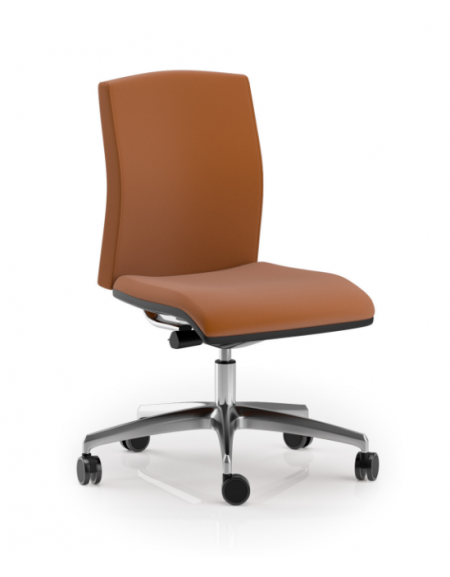 Poltrona ergonomica girevole con schienale basso - in Ecopelle o Poliestere ignifugo - Movimento sincronizzato con traslatore