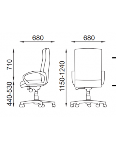 Poltrona direzionale girevole con braccioli - in Ecopelle o Poliestere ignifugo - Meccanismo gas oscillante con fulcro 
