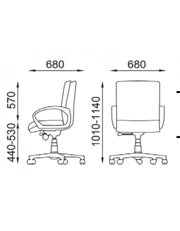 Poltrona semidirezionale girevole con braccioli - in Ecopelle o Poliestere ignifugo - Meccanismo gas oscillante con fulcro