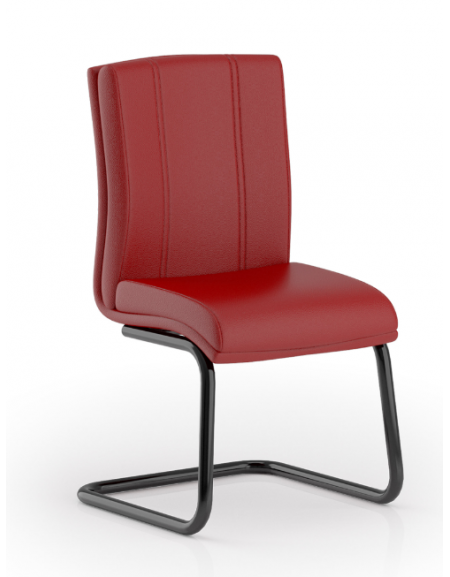 Poltrona con telaio a slitta in acciaio verniciato nero, senza braccioli - rivestimento in Ecopelle o Poliestere ignifugo