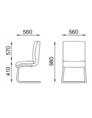 Poltrona con telaio a slitta in acciaio verniciato nero, senza braccioli - rivestimento in Ecopelle o Poliestere ignifugo