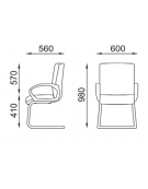 Poltrona con telaio a slitta in acciaio verniciato nero con braccioli fissi - rivestimento in Ecopelle o Poliestere ignifugo