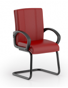 Poltrona con telaio a slitta in acciaio verniciato nero con braccioli fissi - rivestimento in Ecopelle o Poliestere ignifugo