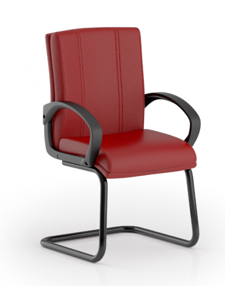 Poltrona con telaio a slitta in acciaio verniciato nero con braccioli fissi - rivestimento in Ecopelle o Poliestere ignifugo