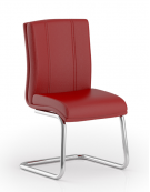 Poltrona con telaio a slitta in acciaio cromato, senza braccioli - rivestimento in Ecopelle o Poliestere ignifugo