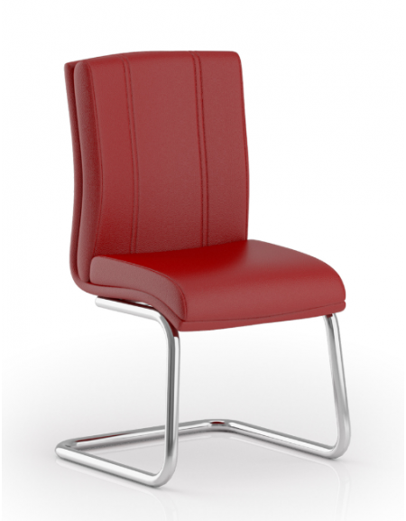 Poltrona con telaio a slitta in acciaio cromato, senza braccioli - rivestimento in Ecopelle o Poliestere ignifugo