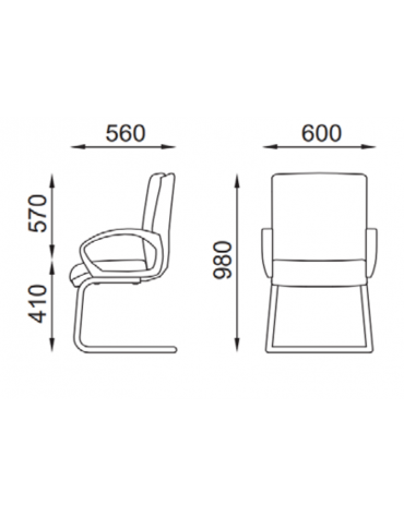 Poltrona con telaio a slitta in acciaio cromato con braccioli fissi - rivestimento in Ecopelle o Poliestere ignifugo
