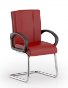 Poltrona con telaio a slitta in acciaio cromato con braccioli fissi - rivestimento in Ecopelle o Poliestere ignifugo