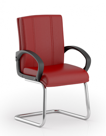 Poltrona con telaio a slitta in acciaio cromato con braccioli fissi - rivestimento in Ecopelle o Poliestere ignifugo