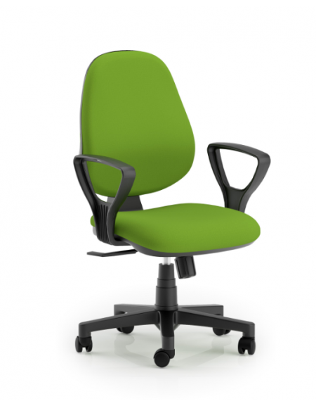 Poltrona ufficio schienale alto con braccioli - Rivestimento in Ecopelle o Poliestere ignifugo - Movimento sincronizzato