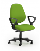 Poltrona ufficio schienale alto con braccioli - in Ecopelle o Poliestere ignifugo - Movimento sincronizzato con traslatore