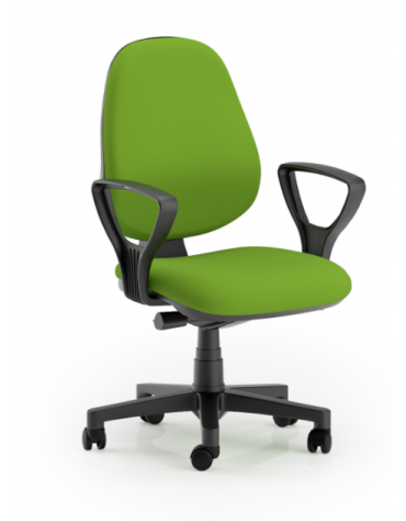 Poltrona ufficio schienale alto con braccioli - in Ecopelle o Poliestere ignifugo - Movimento sincronizzato con traslatore