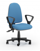 Poltrona ufficio schienale alto con braccioli -  in Ecopelle o Poliestere ignifugo - Movimento sincronizzato a 2 leve