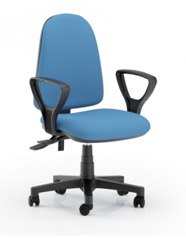 Poltrona ufficio schienale alto con braccioli -  in Ecopelle o Poliestere ignifugo - Movimento sincronizzato a 2 leve