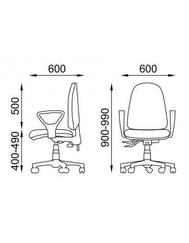Poltrona ufficio schienale alto con braccioli -  in Ecopelle o Poliestere ignifugo - Movimento sincronizzato a 2 leve