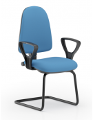 Poltrona visitatore telaio a slitta nera con braccioli - rivestimento in Ecopelle o Poliestere ignifugo