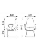 Poltrona visitatore telaio a slitta nera con braccioli - rivestimento in Ecopelle o Poliestere ignifugo