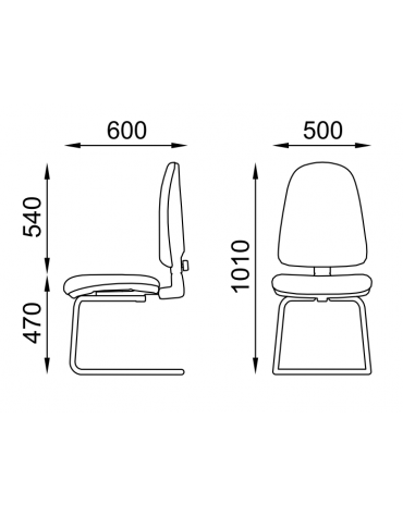 Poltrona visitatore telaio a slitta in acciaio cromato senza braccioli - rivestimento in Ecopelle o Poliestere ignifugo