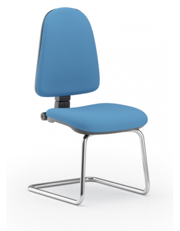 Poltrona visitatore telaio a slitta in acciaio cromato senza braccioli - rivestimento in Ecopelle o Poliestere ignifugo