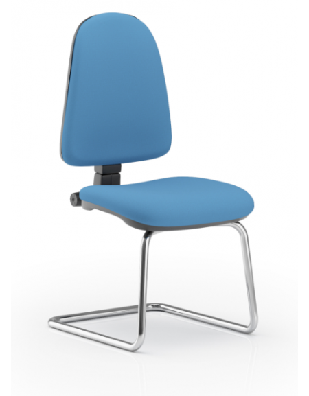 Poltrona visitatore telaio a slitta in acciaio cromato senza braccioli - rivestimento in Ecopelle o Poliestere ignifugo