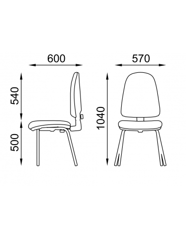 Poltrona visitatore telaio nero a 4 gambe, senza braccioli - rivestimento in Ecopelle o Poliestere ignifugo