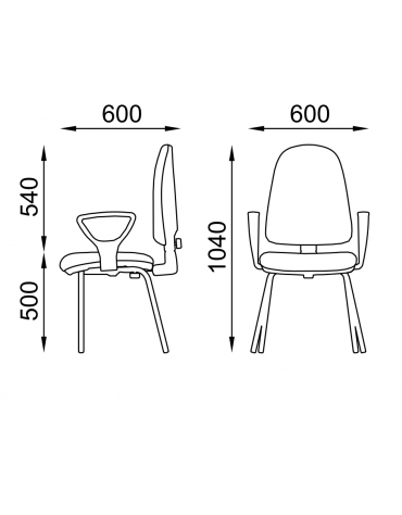 Poltrona visitatore con telaio nero a 4 gambe e braccioli - rivestimento in Ecopelle o Poliestere ignifugo