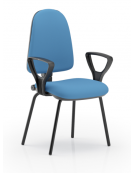 Poltrona visitatore con telaio nero a 4 gambe e braccioli - rivestimento in Ecopelle o Poliestere ignifugo