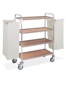 Carrello portabiancheria - Piani in nobilitato legno colore Rovere - N. 4 piani - 2 sacchi esterno in tela - cm 81/120x52x137h