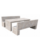 Set pic nic in cemento colore Grigio travertino - 1 tavolo cm 220x80x80h e 2 panche con schienale cm 220x50x90h - CAM