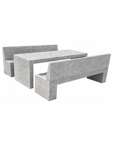 Set pic nic in cemento colore Grigio pietra - 1 tavolo cm 220x80x80h e 2 panche con schienale cm 220x50x90h - CAM