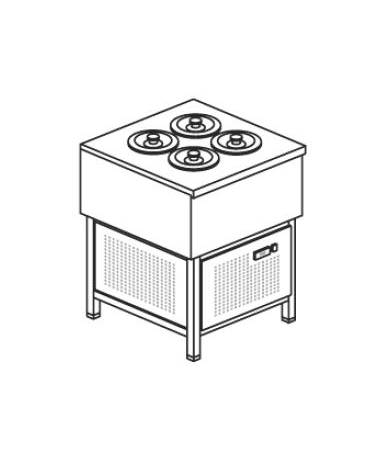 Banco N° 4 Pozzetti gelati carapine - Refrigerazione a glicole -16 / -18 °C - Motore interno - cm 67,1x69x95h