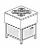 Banco N° 4 Pozzetti gelati carapine - Refrigerazione a glicole -16 / -18 °C - Motore interno - cm 67,1x69x95h