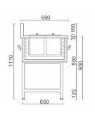 Banco gelati a pozzetto con alzatina - N° 4 Carapine - Motore interno - Refrigerazione a glicole -16 / -18 °C - cm 67,1x69x95h