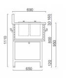 Banco gelati a pozzetto con alzatina - N° 4 Carapine - Motore interno - Refrigerazione ventilata -16° / -18°C - cm 67,1x69x111h