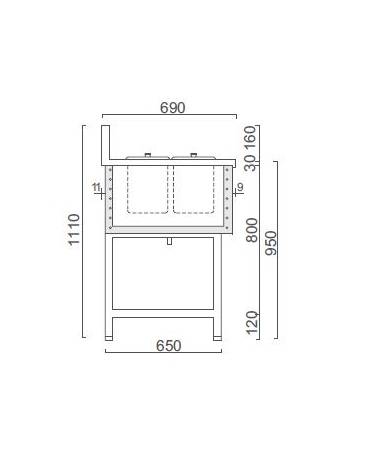 Banco gelati a pozzetto con alzatina - N° 4 Carapine - Motore interno - Refrigerazione ventilata -16° / -18°C - cm 67,1x69x111h