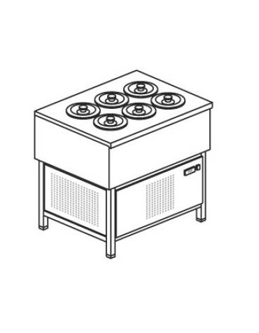 Banco N° 6 Pozzetti gelati - Motore interno - Refrigerazione statica con glicole -16° -18°C - cm 91x69x95h