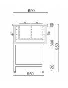 Banco N° 6 Pozzetti gelati - Motore interno - Refrigerazione statica con glicole -16° -18°C - cm 91x69x95h