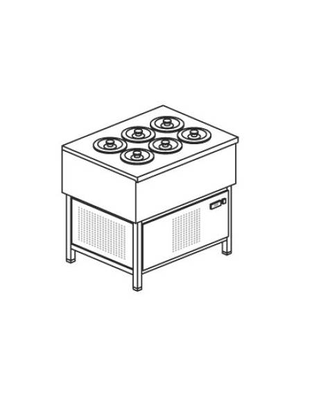 Banco N° 6 Pozzetti gelati - Motore interno - Refrigerazione statica -6° -12°C - cm 91x69x95h